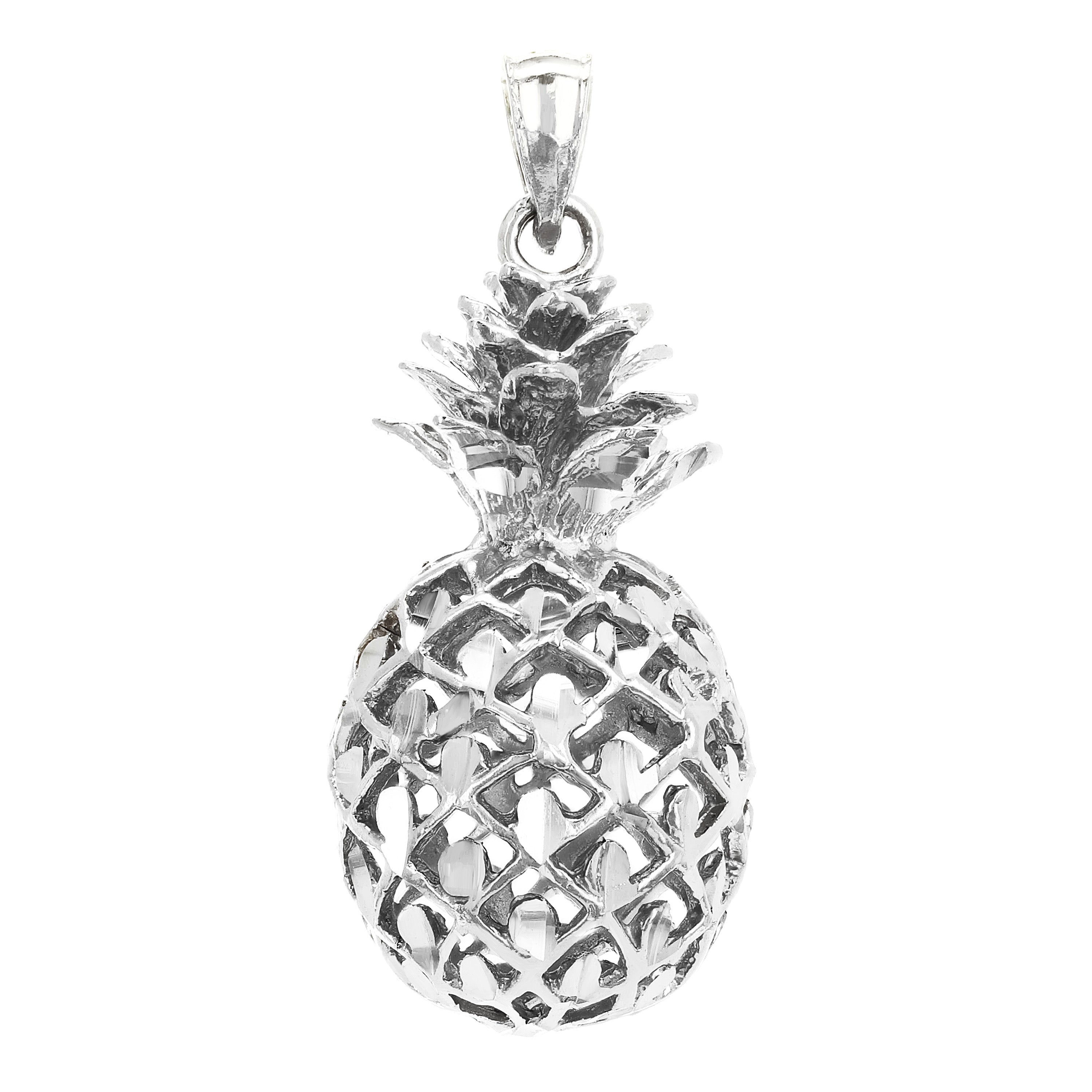 14k Yellow White or Rose Gold 3D Hawaiian Fruit Pineapple Charm Pendant 8.8 grams