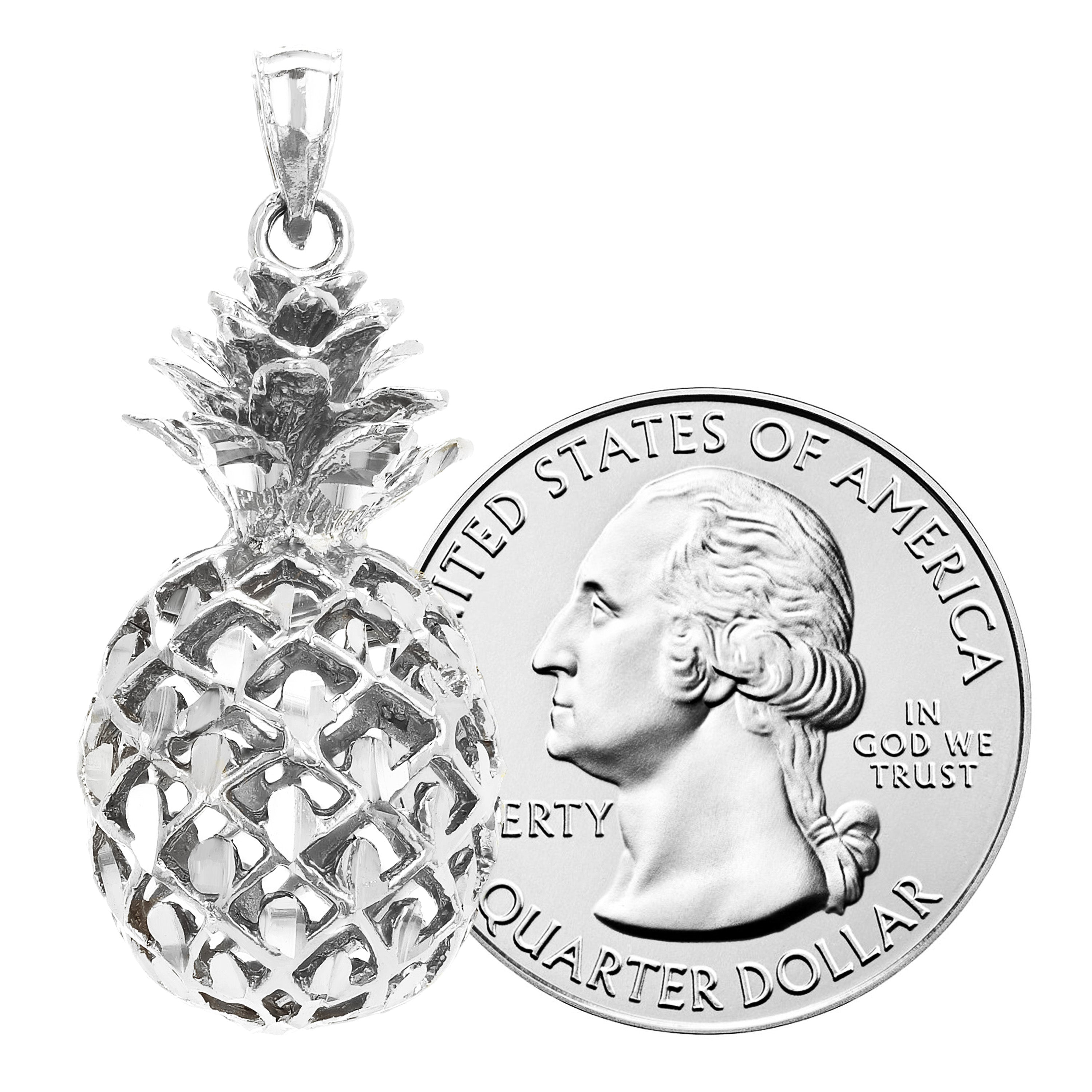 14k Yellow White or Rose Gold 3D Hawaiian Fruit Pineapple Charm Pendant 8.8 grams