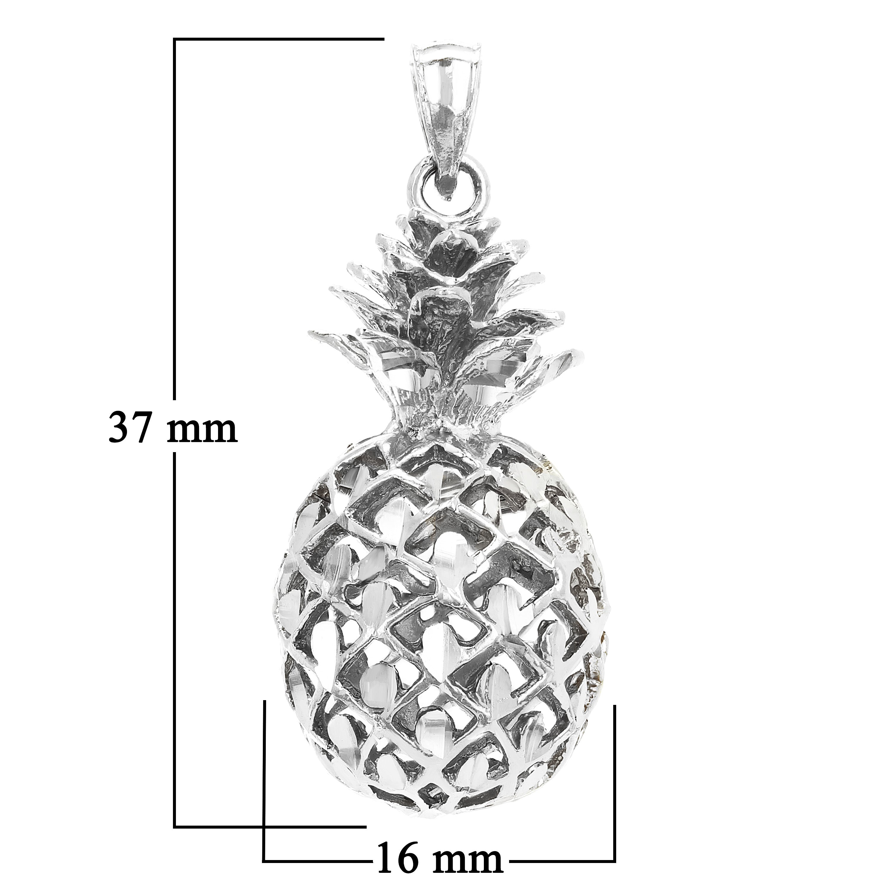 14k Yellow White or Rose Gold 3D Hawaiian Fruit Pineapple Charm Pendant 8.8 grams