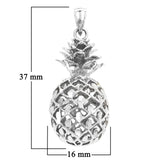 14k Yellow White or Rose Gold 3D Hawaiian Fruit Pineapple Charm Pendant 8.8 grams