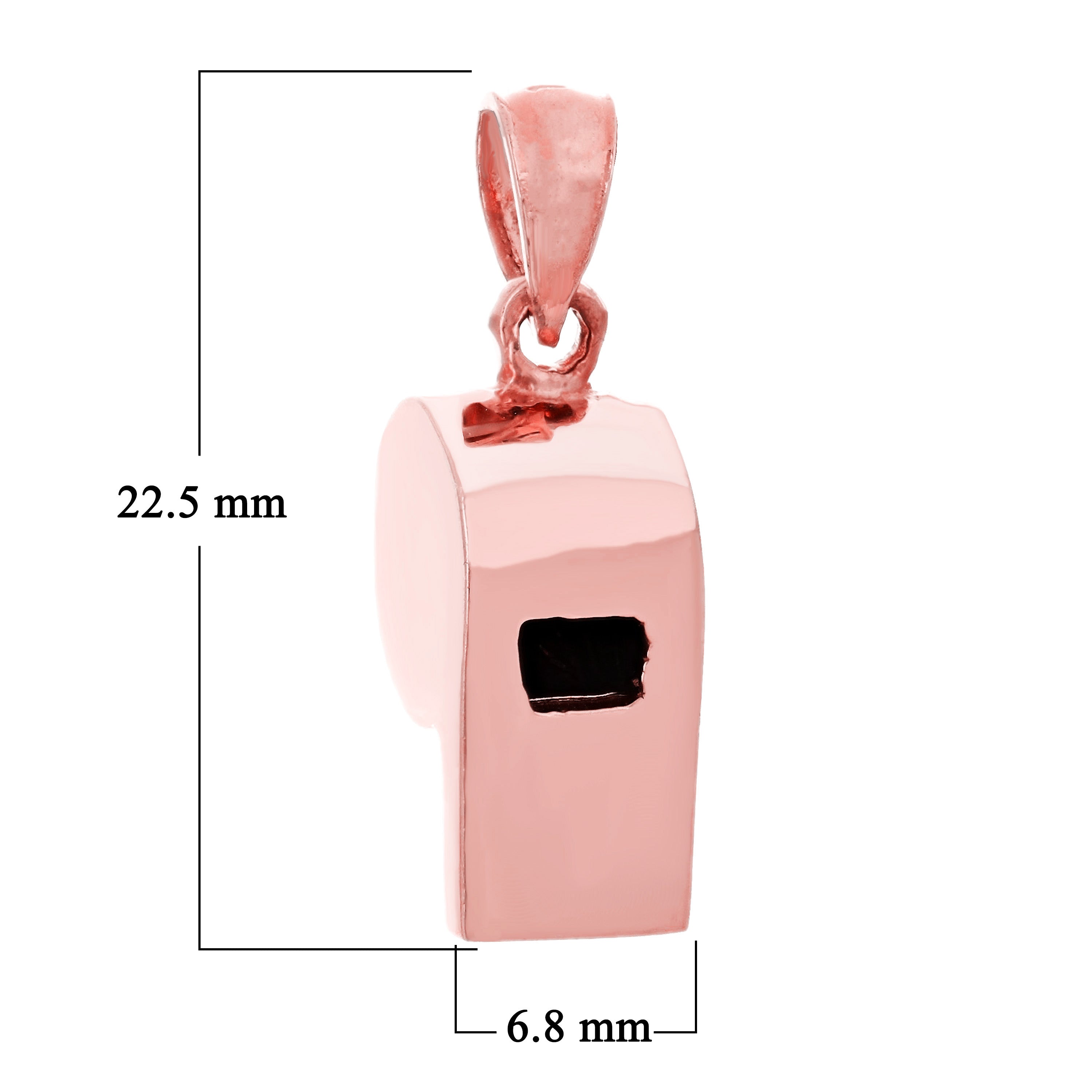 14k Yellow White or Rose Gold Working Whistle Charm Pendant
