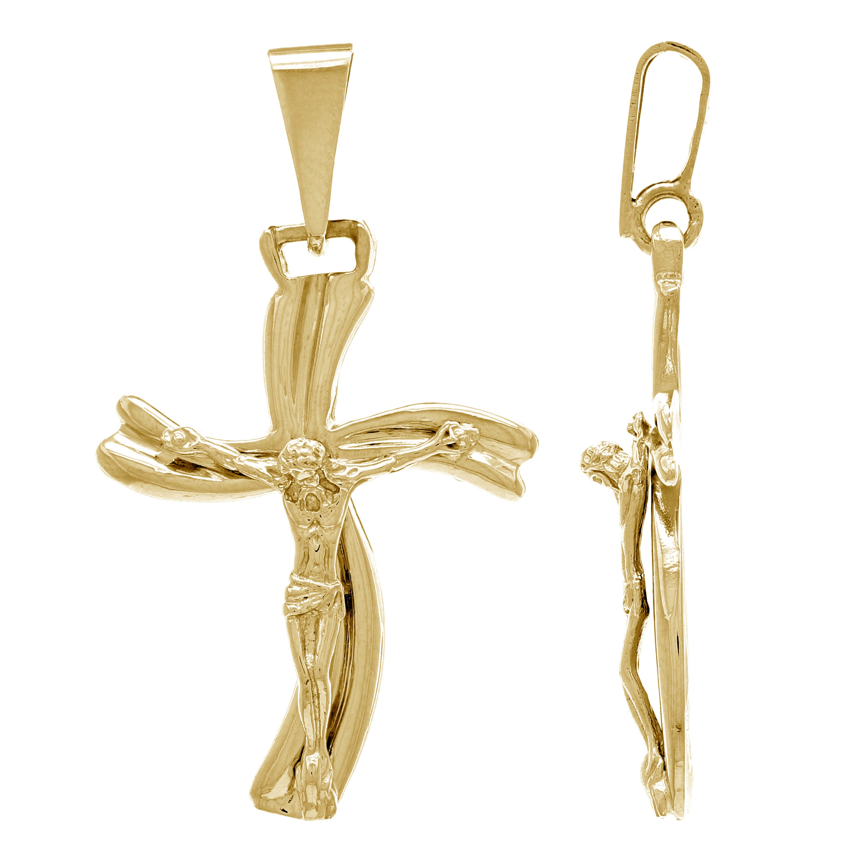 14k Yellow White or Rose Gold Jesus Christ Crucifix Cross Religious Charm Pendant 3.9 grams