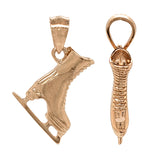14k Yellow White or Rose Gold Figure Ice Skating Shoes Charm Pendant 2.4 grams