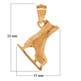 14k Yellow White or Rose Gold Figure Ice Skating Shoes Charm Pendant 2.4 grams