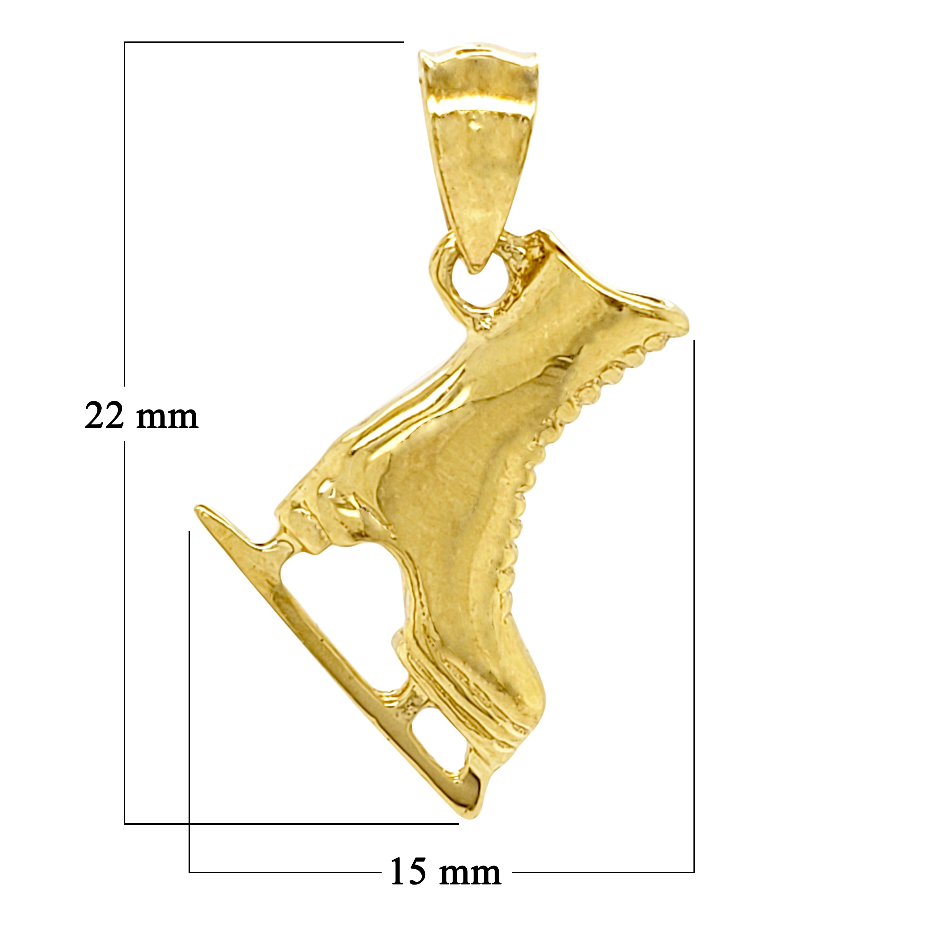 14k Yellow White or Rose Gold Figure Ice Skating Shoes Charm Pendant 2.4 grams