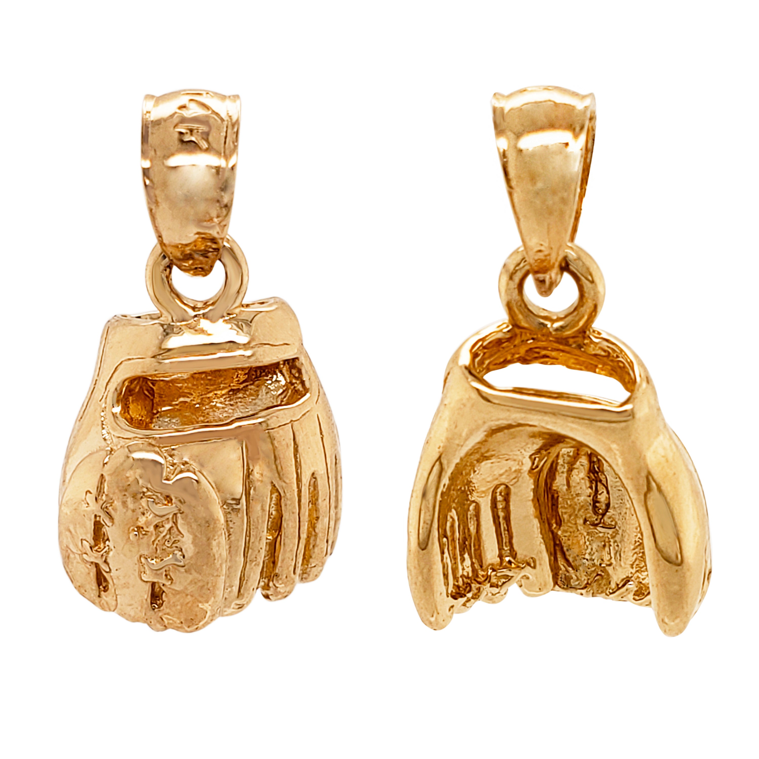 14k Yellow White or Rose Gold Baseball Gloves Charm Pendant 2.8 grams