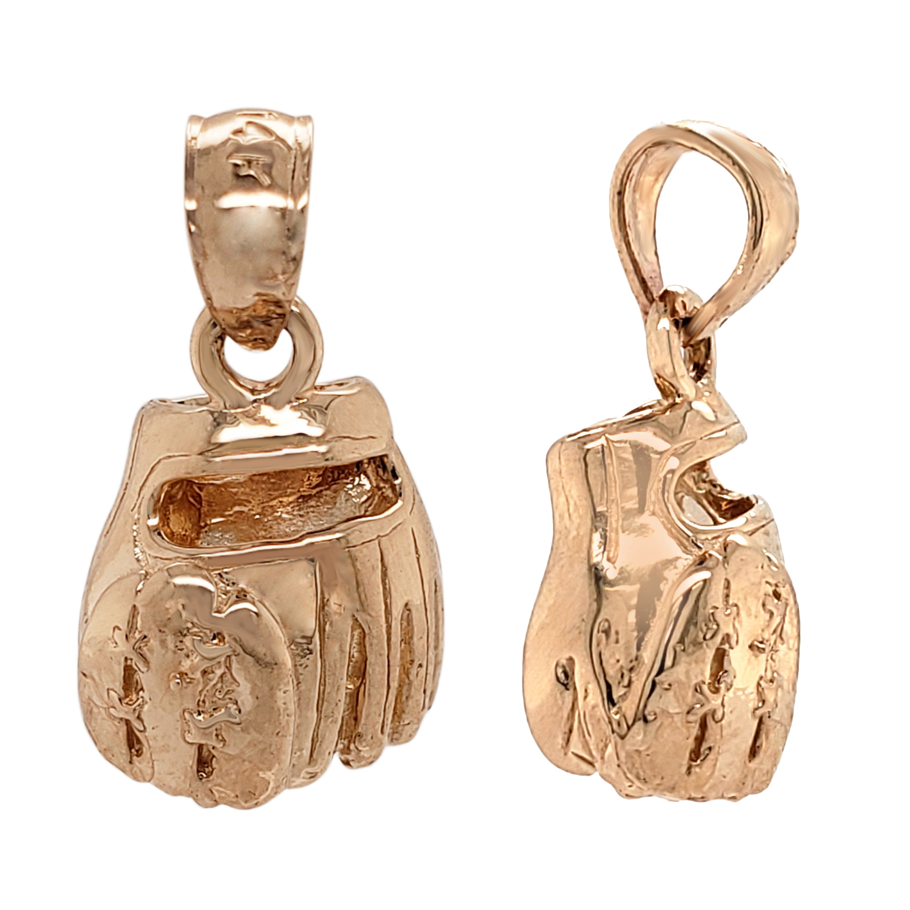 14k Yellow White or Rose Gold Baseball Gloves Charm Pendant 2.8 grams