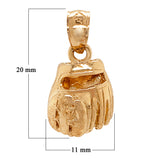 14k Yellow White or Rose Gold Baseball Gloves Charm Pendant 2.8 grams