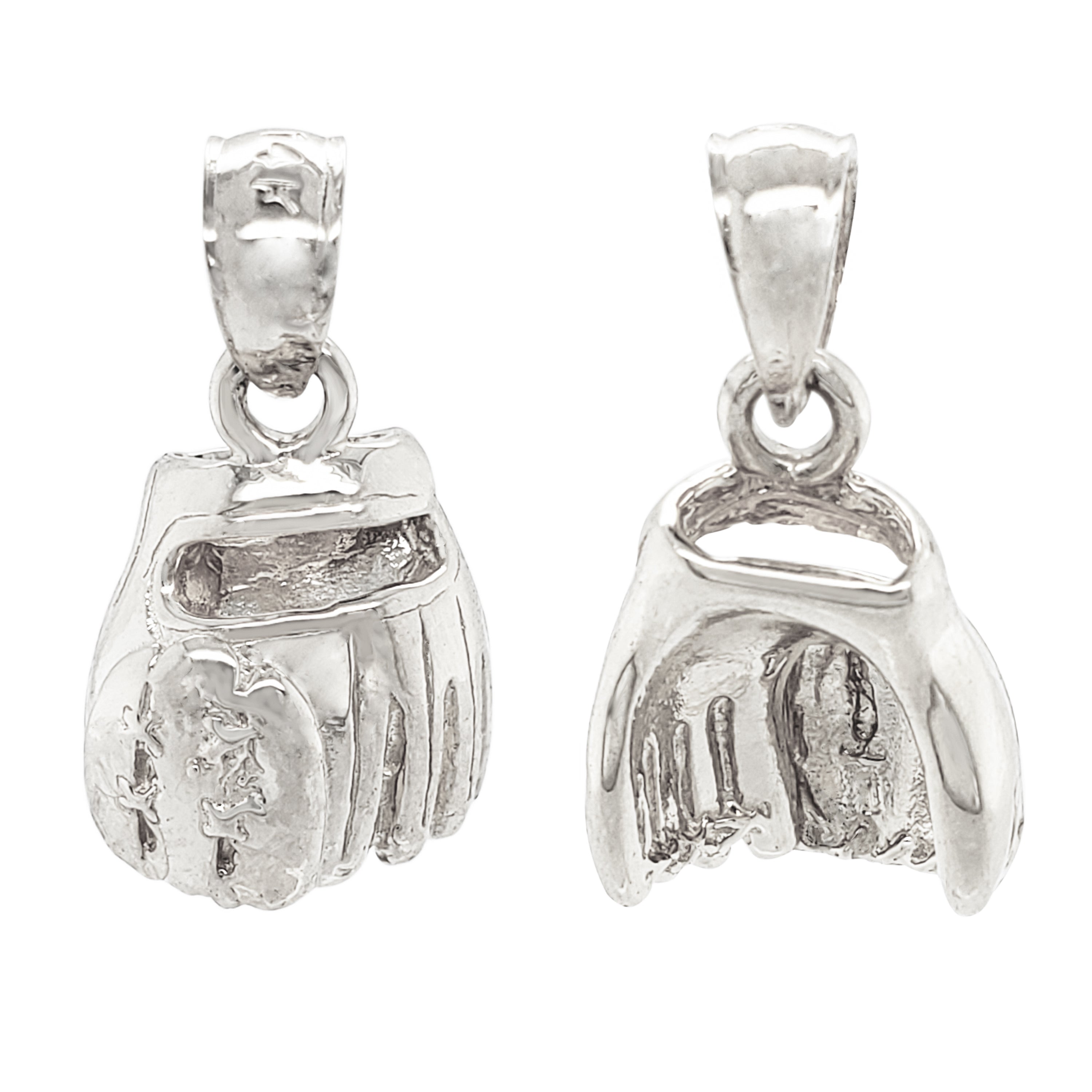14k Yellow White or Rose Gold Baseball Gloves Charm Pendant 2.8 grams