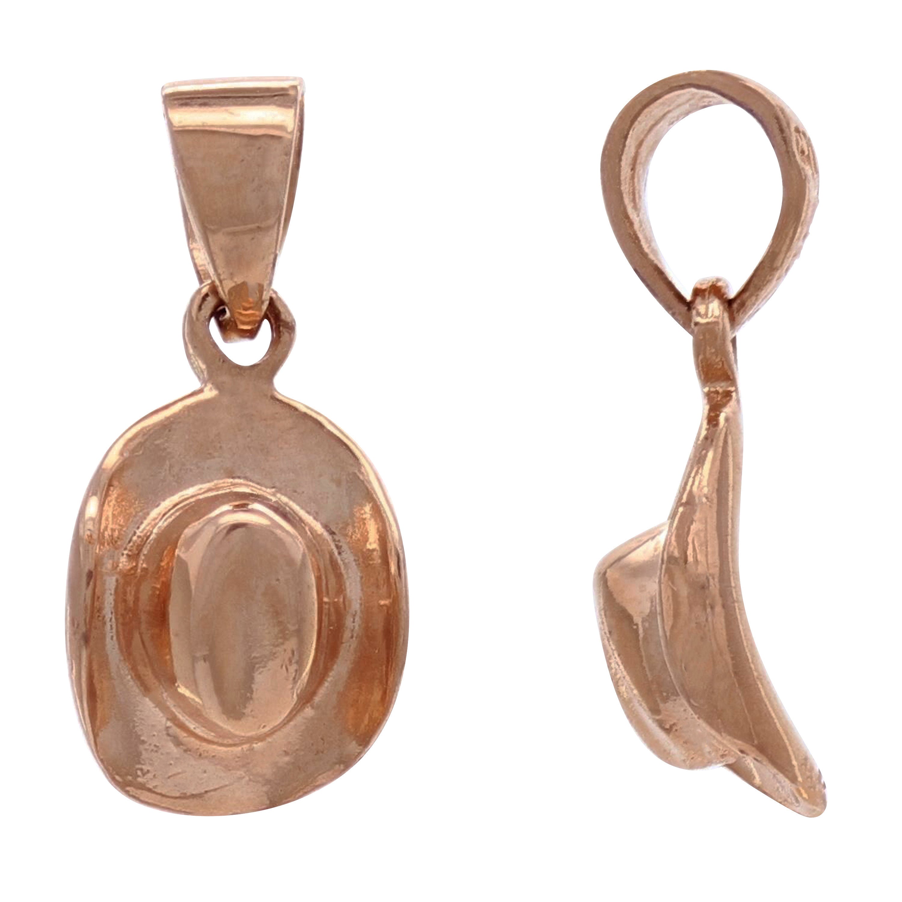 14k Yellow White or Rose Gold Rodeo Horse Cowgirl Hat Cowboy Hat Charm Pendant 1.1 grams