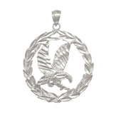 14k Yellow White or Rose Gold Solid Diamond Cut Flying Eagle in Wreath Pendant 4.5 grams