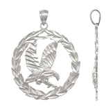 14k Yellow White or Rose Gold Solid Diamond Cut Flying Eagle in Wreath Pendant 4.5 grams