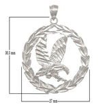 14k Yellow White or Rose Gold Solid Diamond Cut Flying Eagle in Wreath Pendant 4.5 grams