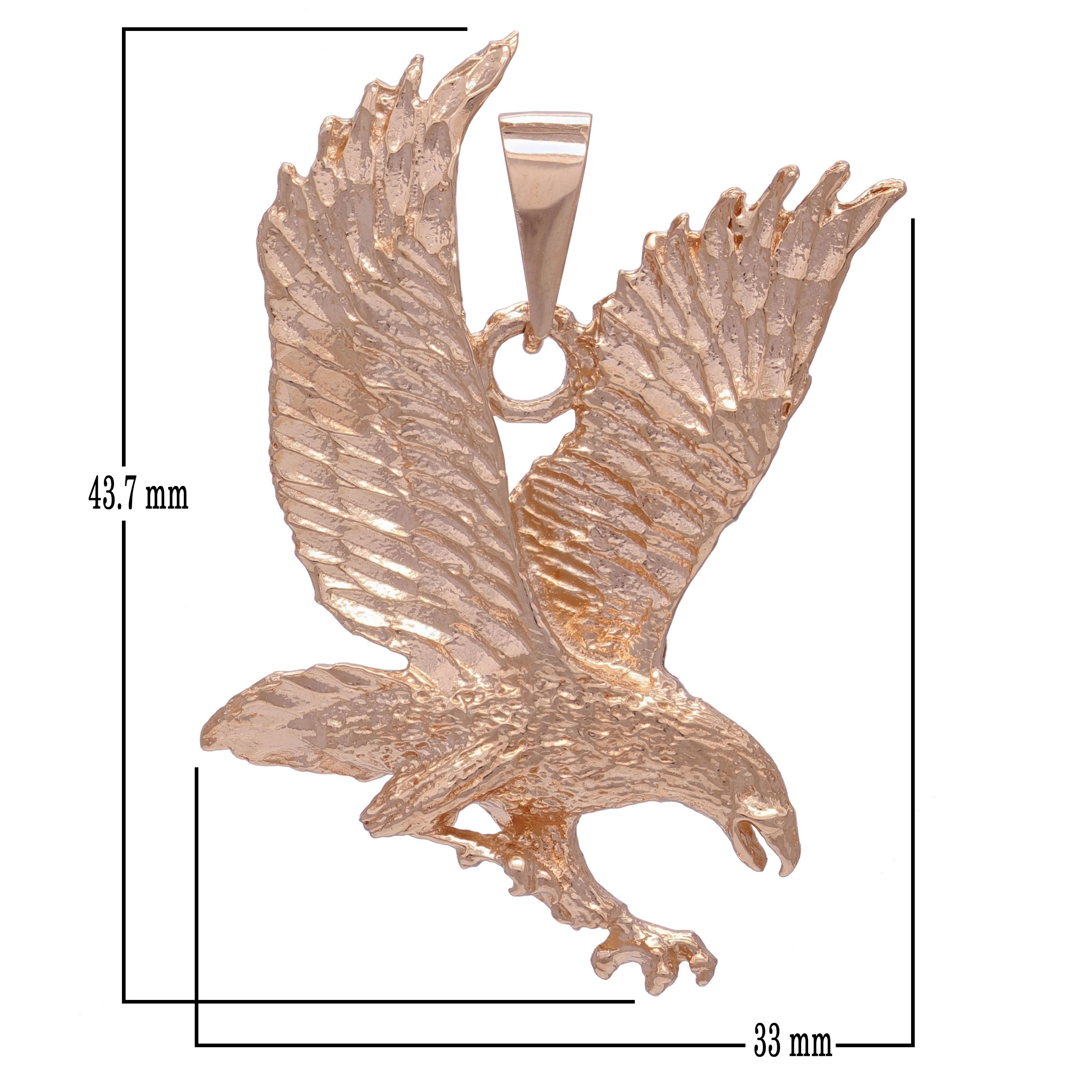 14k Yellow White or Rose Gold Diamond Cut Flying American Eagle Charm Pendant 1.6" 9.8 grams