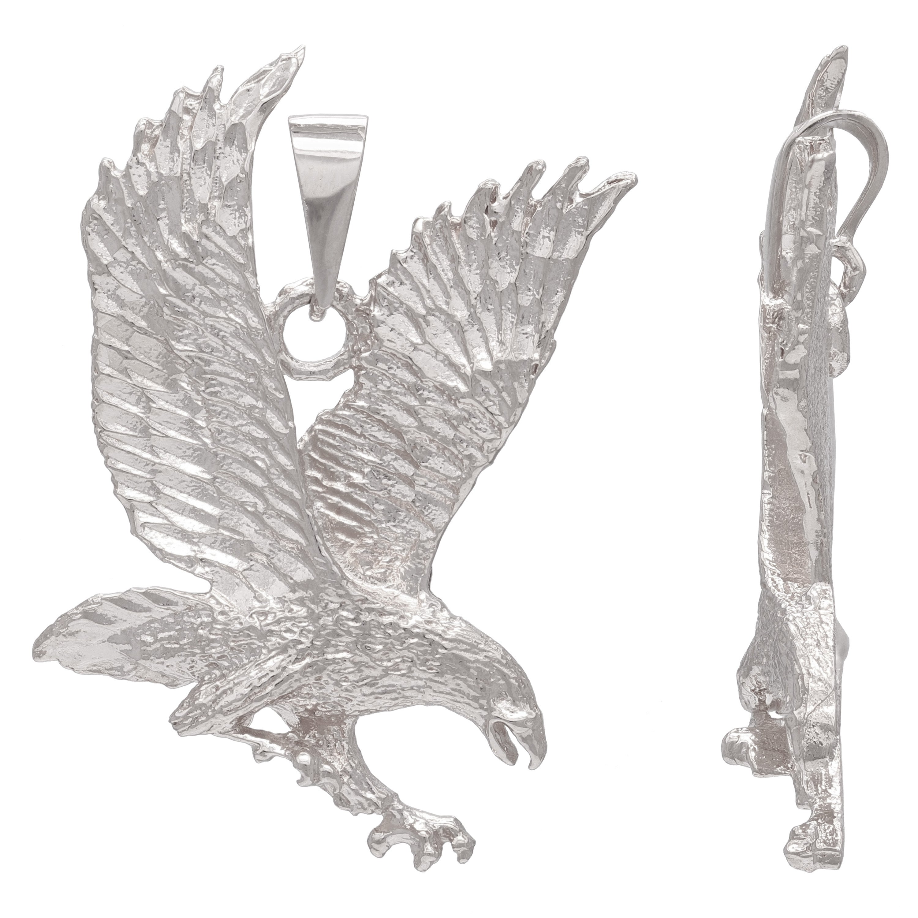 14k Yellow White or Rose Gold Diamond Cut Flying American Eagle Charm Pendant 1.6" 9.8 grams