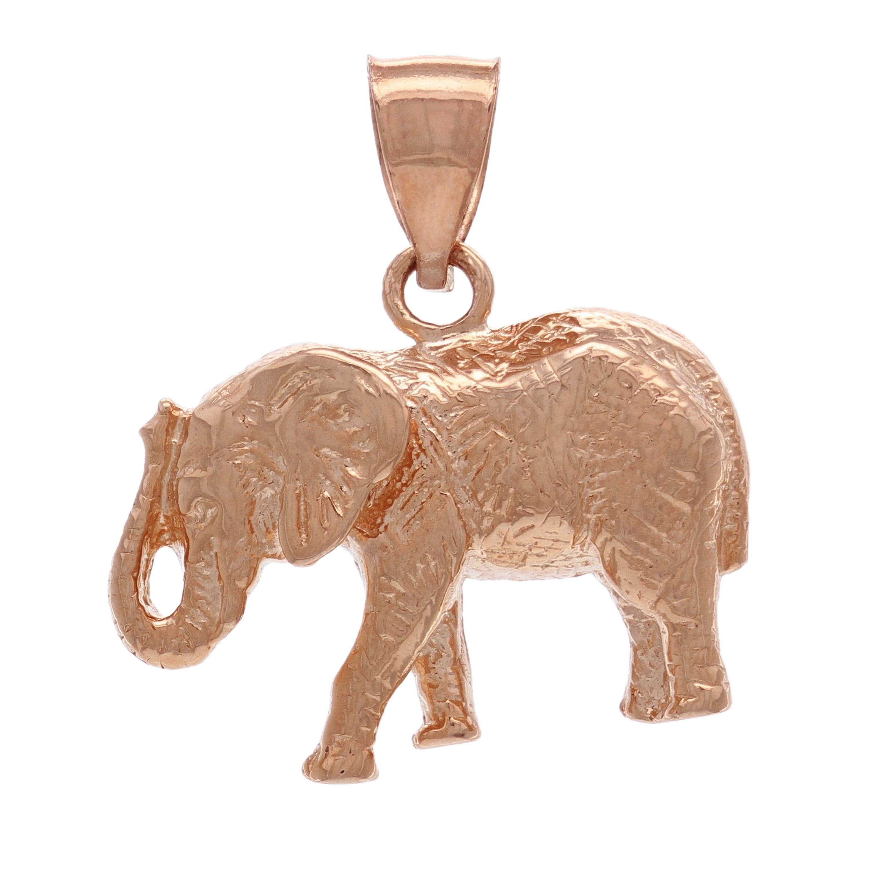 14k Yellow White or Rose Gold Solid Animal Lucky Elephant Charm Pendant 6.5 grams