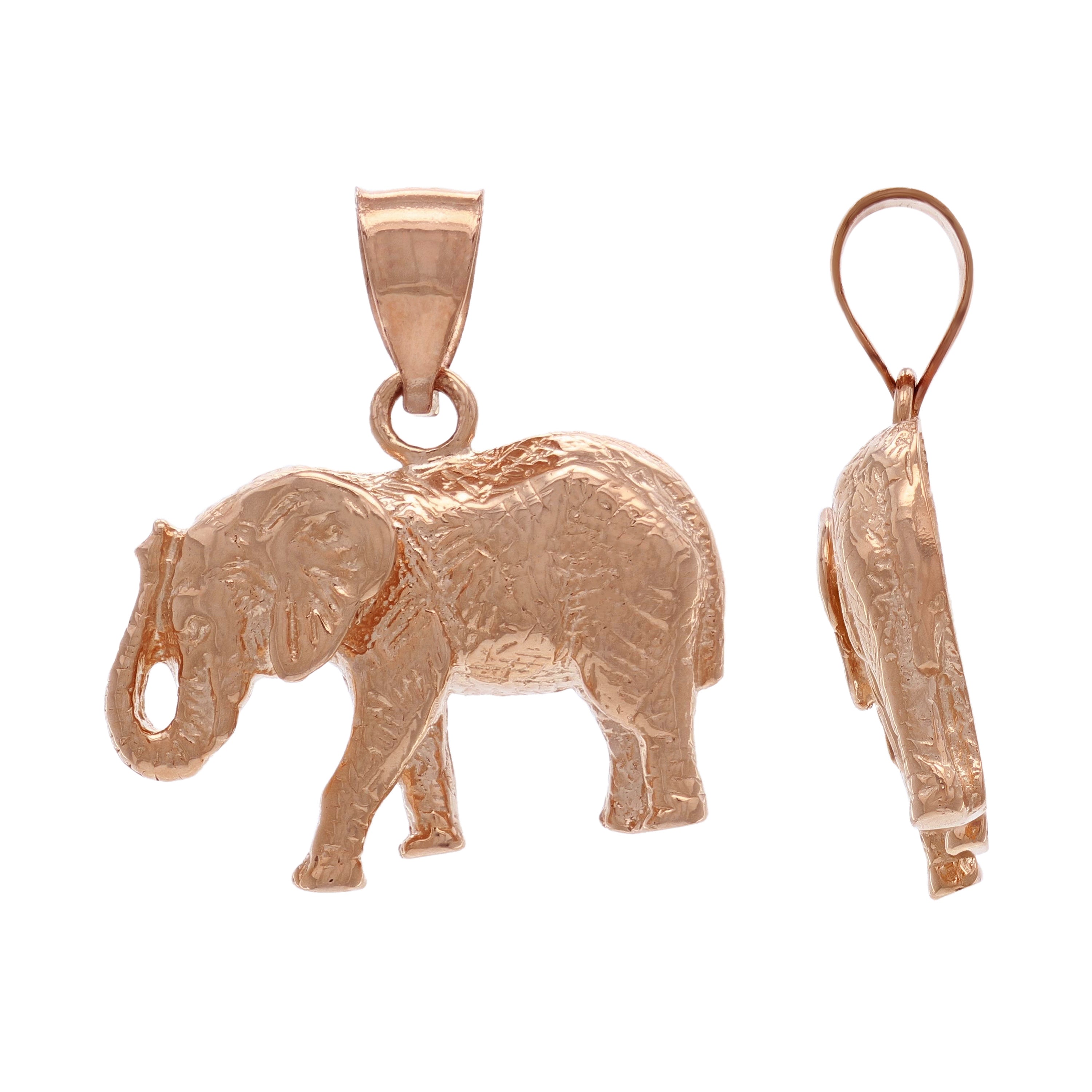 14k Yellow White or Rose Gold Solid Animal Lucky Elephant Charm Pendant 6.5 grams