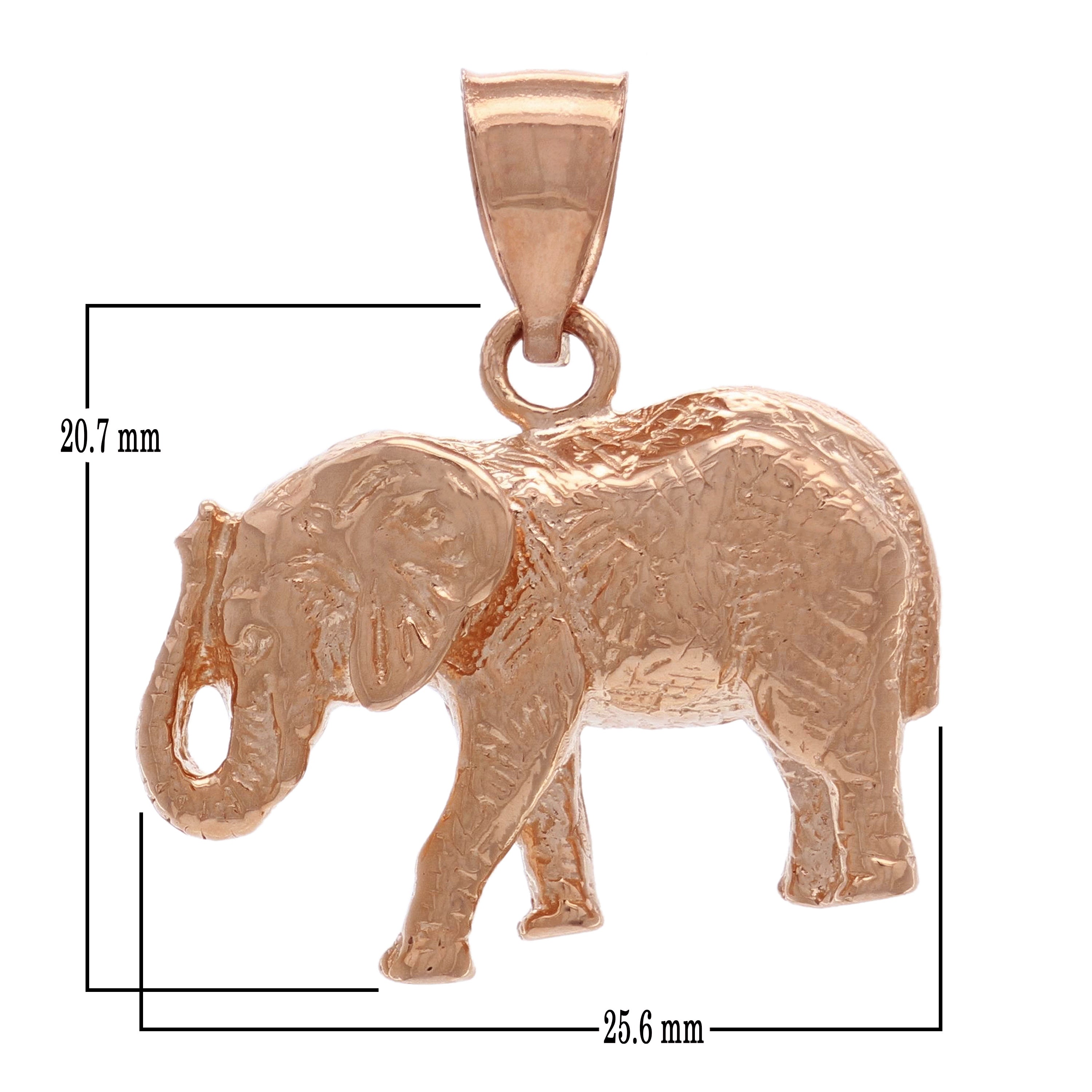 14k Yellow White or Rose Gold Solid Animal Lucky Elephant Charm Pendant 6.5 grams
