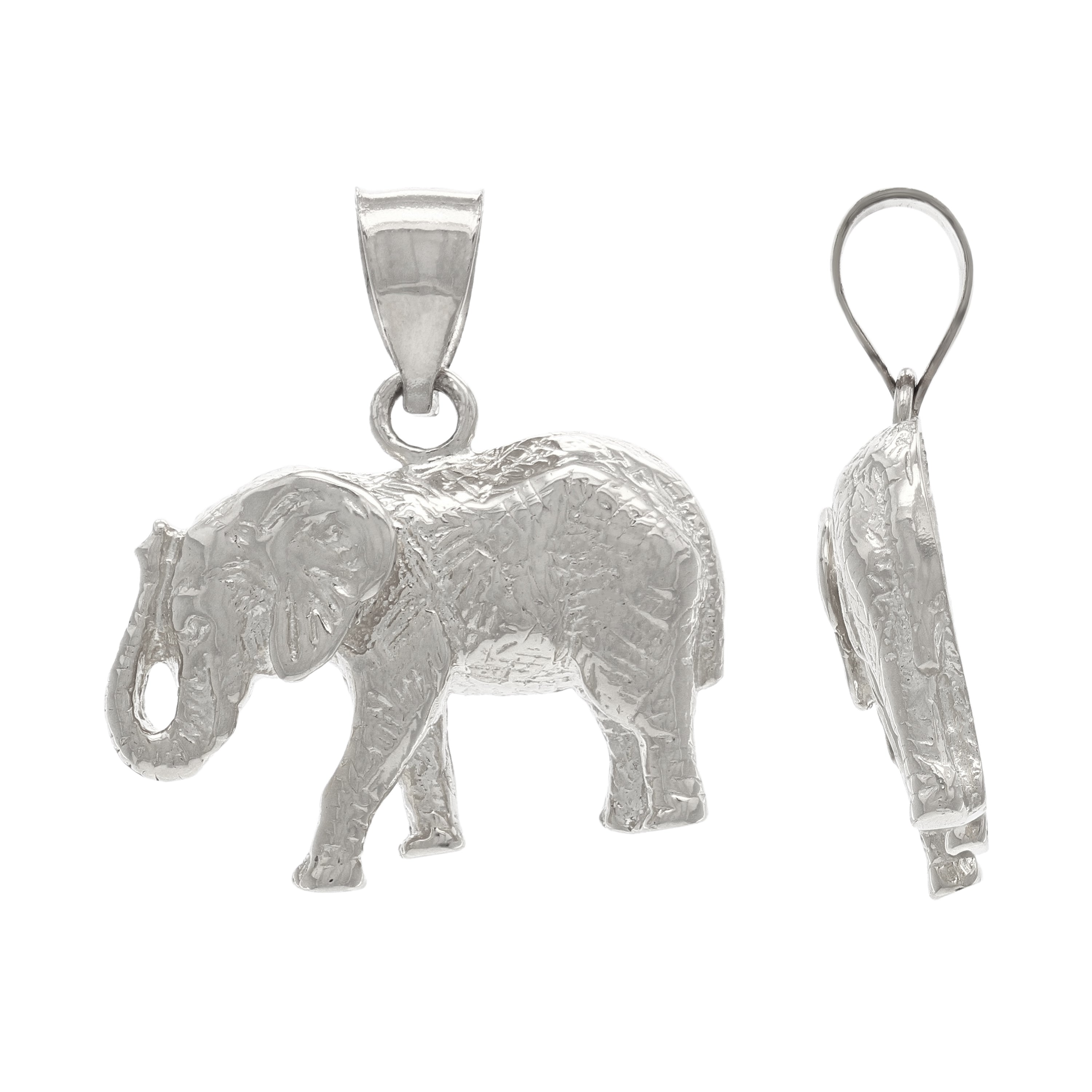 14k Yellow White or Rose Gold Solid Animal Lucky Elephant Charm Pendant 6.5 grams