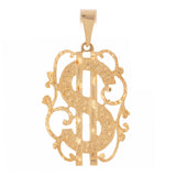 14k Yellow White or Rose Gold Solid Money $ Dollar Sign Charm Pendant 1.75" 4.6 grams