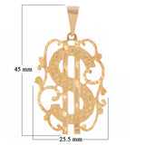 14k Yellow White or Rose Gold Solid Money $ Dollar Sign Charm Pendant 1.75" 4.6 grams
