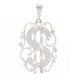 14k Yellow White or Rose Gold Solid Money $ Dollar Sign Charm Pendant 1.75" 4.6 grams