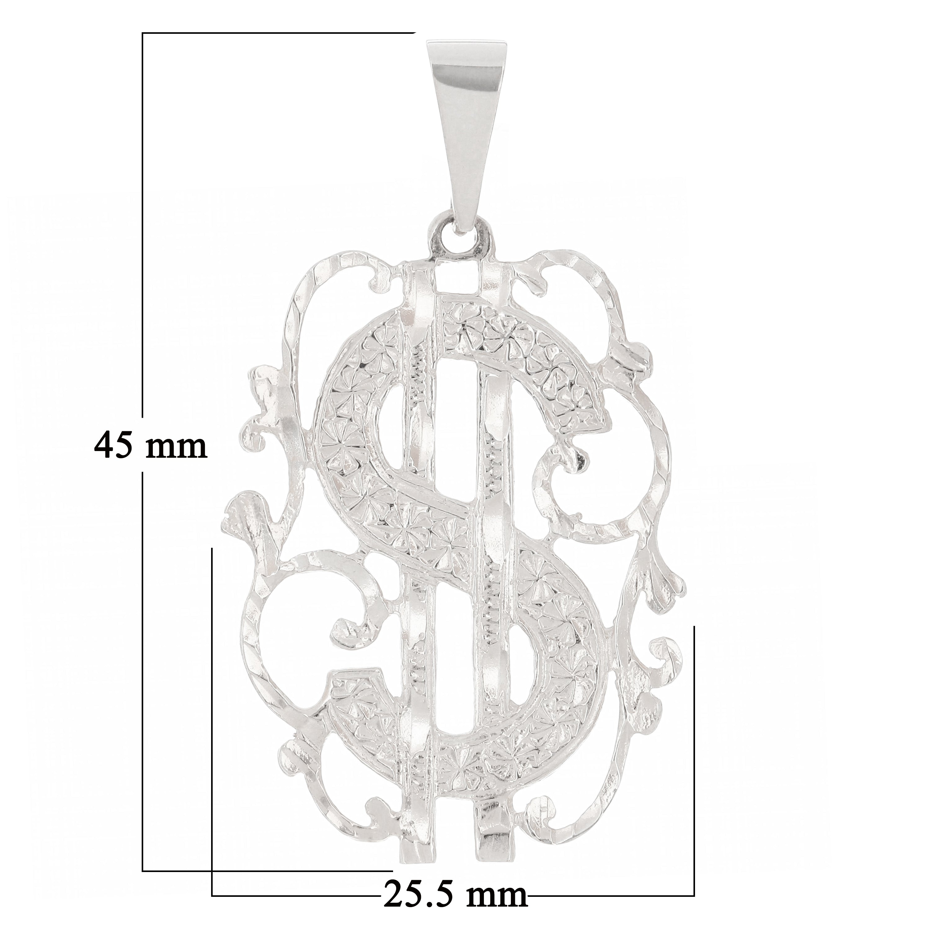 14k Yellow White or Rose Gold Solid Money $ Dollar Sign Charm Pendant 1.75" 4.6 grams