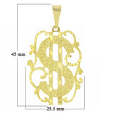 14k Yellow White or Rose Gold Solid Money $ Dollar Sign Charm Pendant 1.75" 4.6 grams