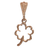 14k Yellow White or Rose Gold Outlined Flower Lucky Four Leaf Clover Charm Pendant 0.6 gram