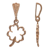 14k Yellow White or Rose Gold Outlined Flower Lucky Four Leaf Clover Charm Pendant 0.6 gram