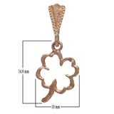 14k Yellow White or Rose Gold Outlined Flower Lucky Four Leaf Clover Charm Pendant 0.6 gram