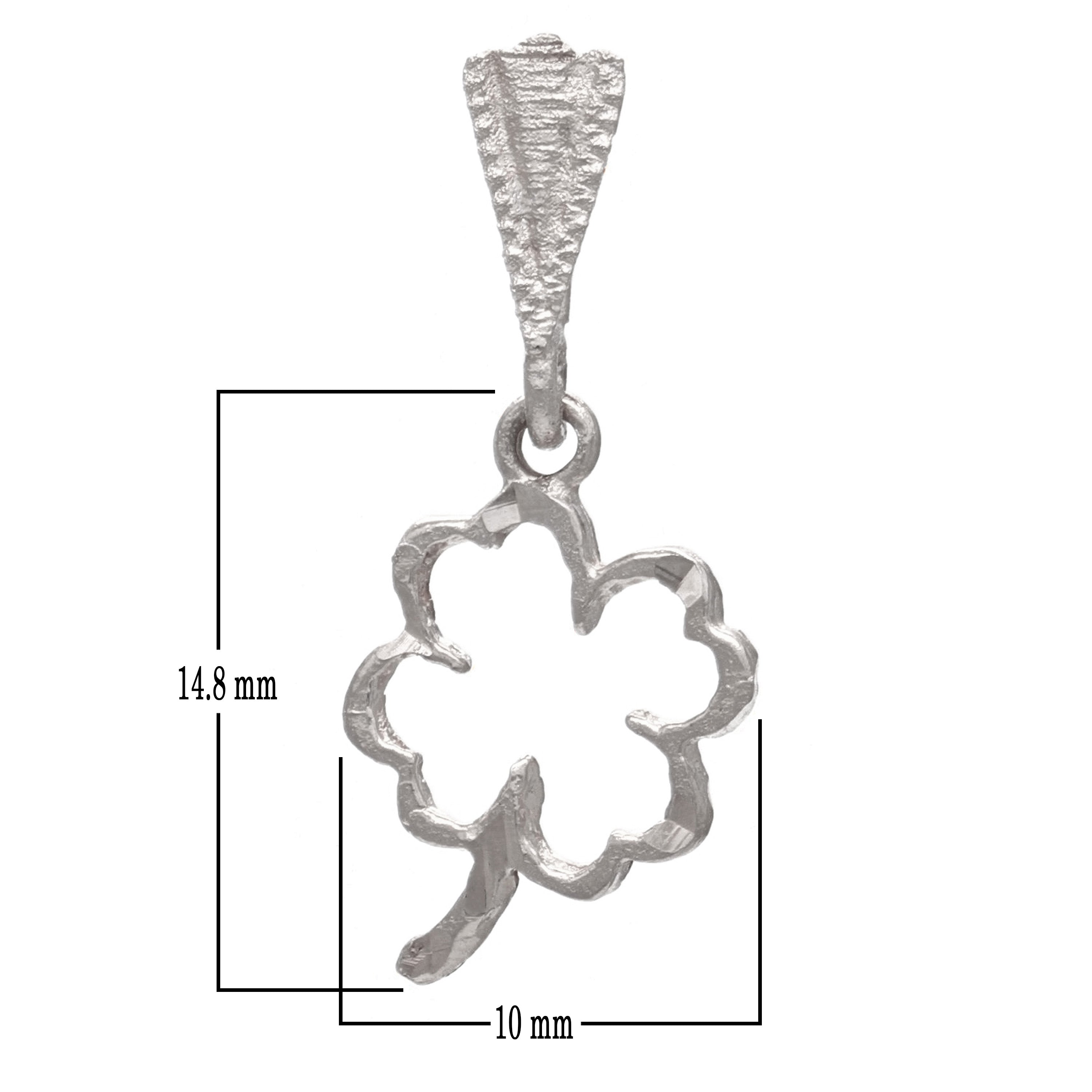 14k Yellow White or Rose Gold Outlined Flower Lucky Four Leaf Clover Charm Pendant 0.6 gram