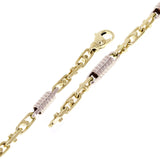 14k Yellow &amp; White Gold Handmade Spring Barrel Link Bracelet 7" - 9" 7mm