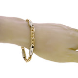 10k Yellow & White Gold Handmade Spring Barrel Link Bracelet 7" - 9" 7mm