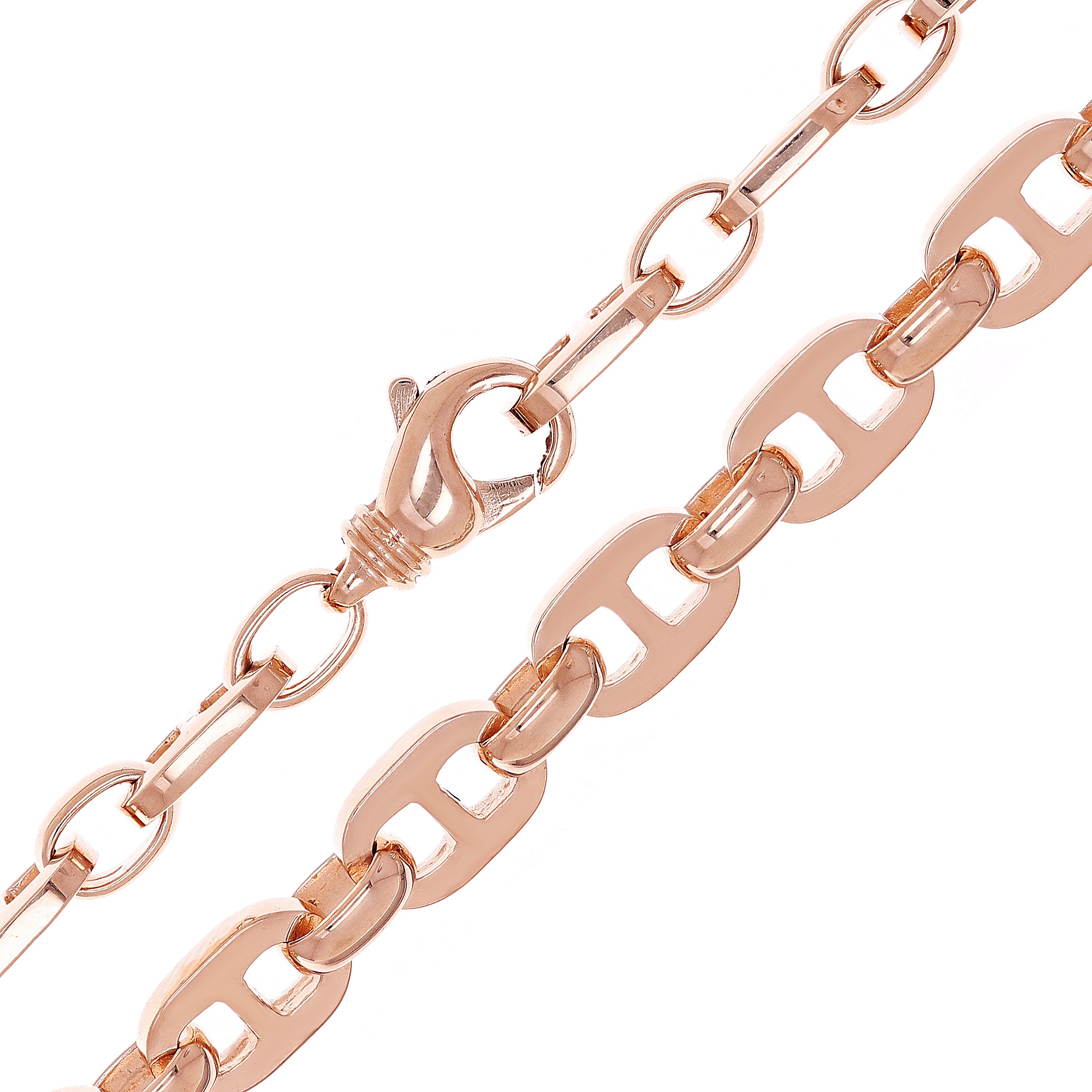 10k Yellow White or Rose Gold Handmade Mariner Link Chain Necklace 9.5mm 19" - 28"