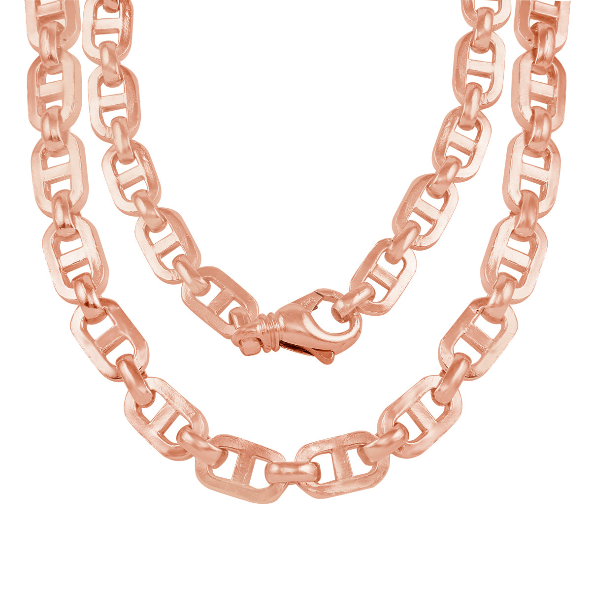 10k Yellow White or Rose Gold Handmade Mariner Link Chain Necklace 9.5mm 19" - 28"