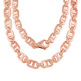 10k Yellow White or Rose Gold Handmade Mariner Link Chain Necklace 9.5mm 19" - 28"