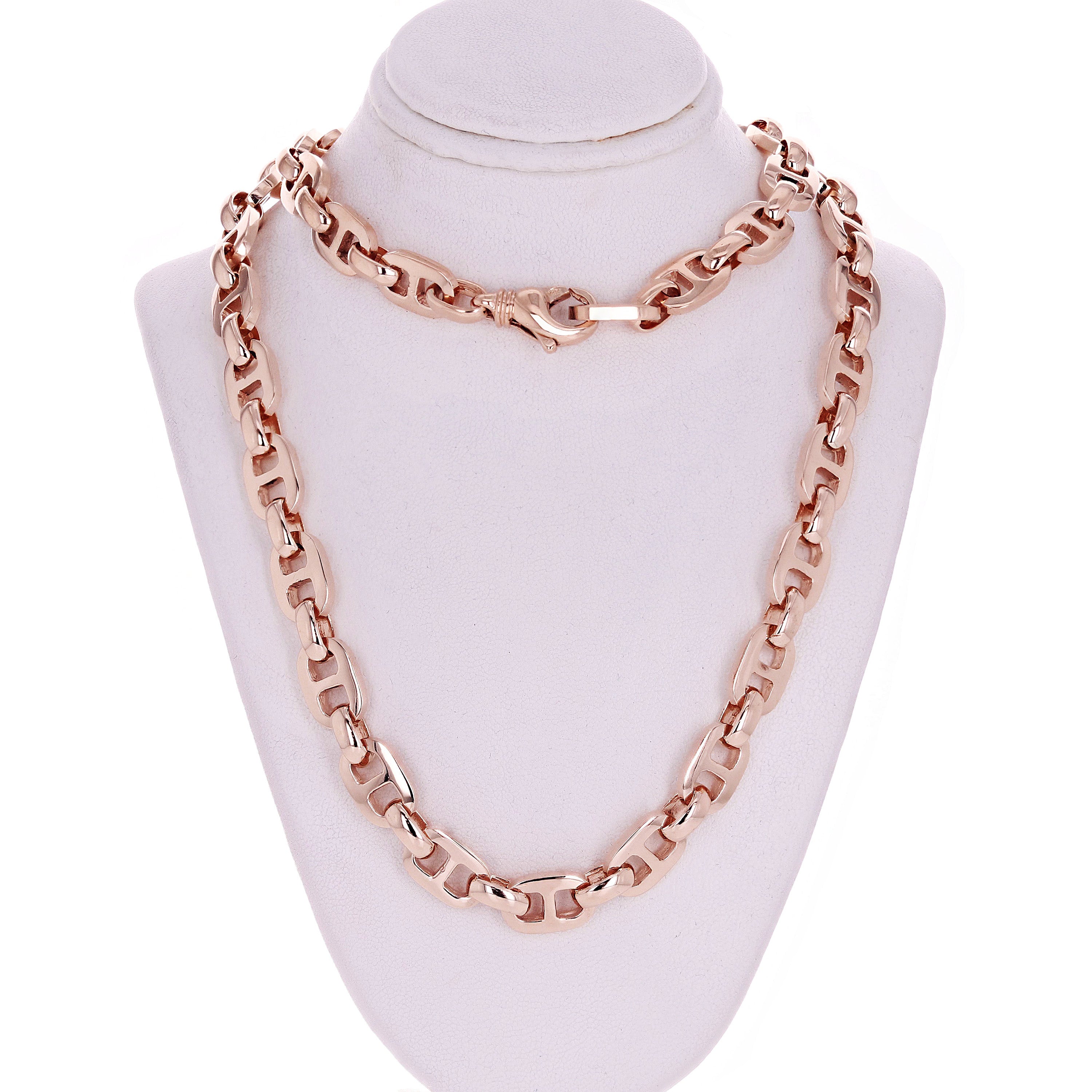 10k Yellow White or Rose Gold Handmade Mariner Link Chain Necklace 9.5mm 19" - 28"