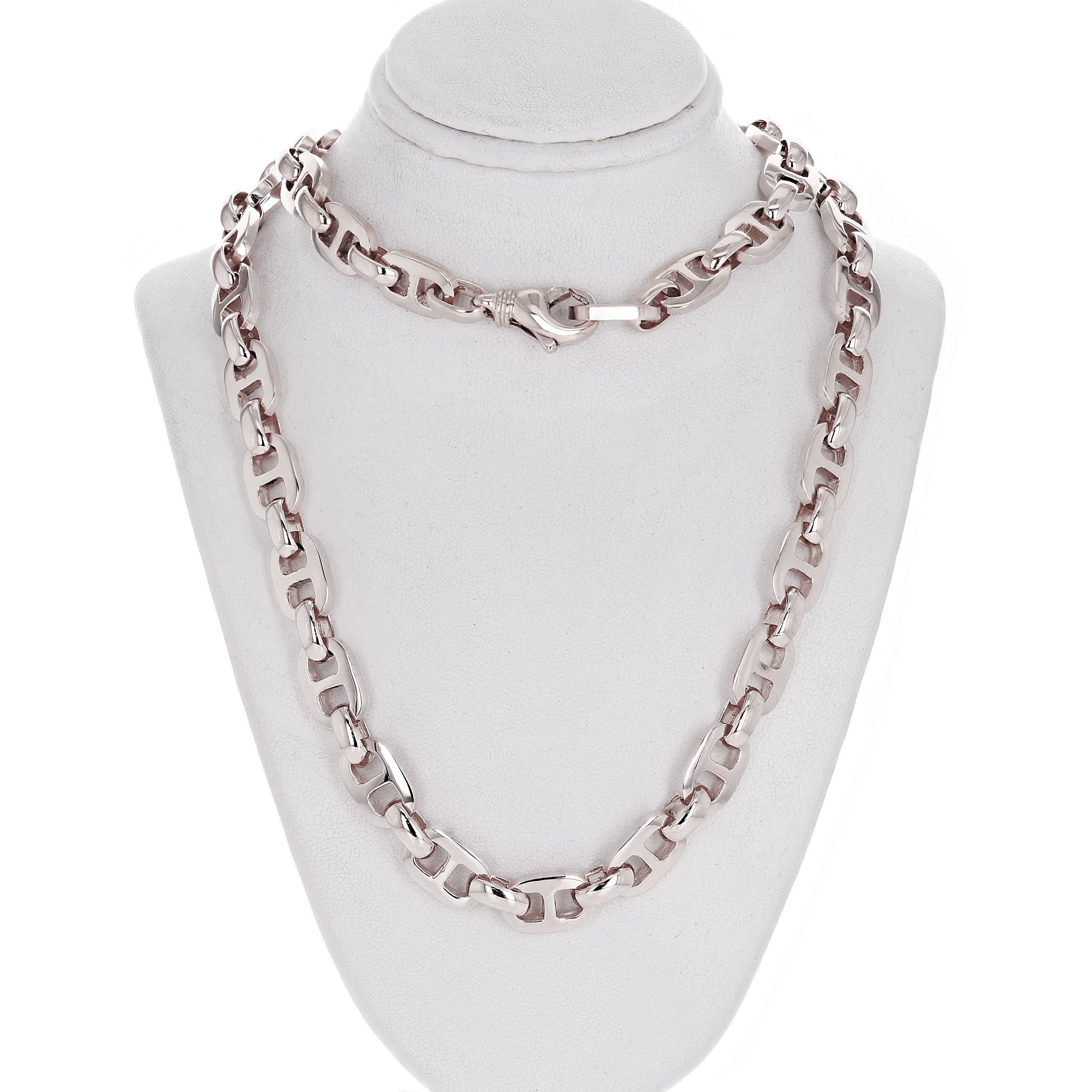 10k Yellow White or Rose Gold Handmade Mariner Link Chain Necklace 9.5mm 19" - 28"