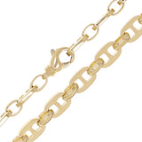 10k Yellow White or Rose Gold Handmade Mariner Link Chain Necklace 9.5mm 19" - 28"