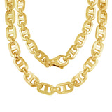 10k Yellow White or Rose Gold Handmade Mariner Link Chain Necklace 9.5mm 19" - 28"