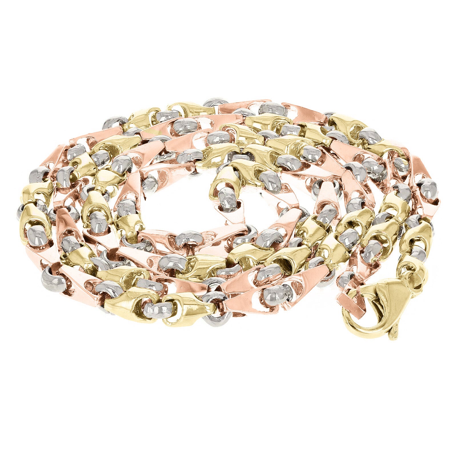 10k Yellow, White, or Rose Gold Solid Handmade Fashion Link Necklace 20" - 30" 5mm