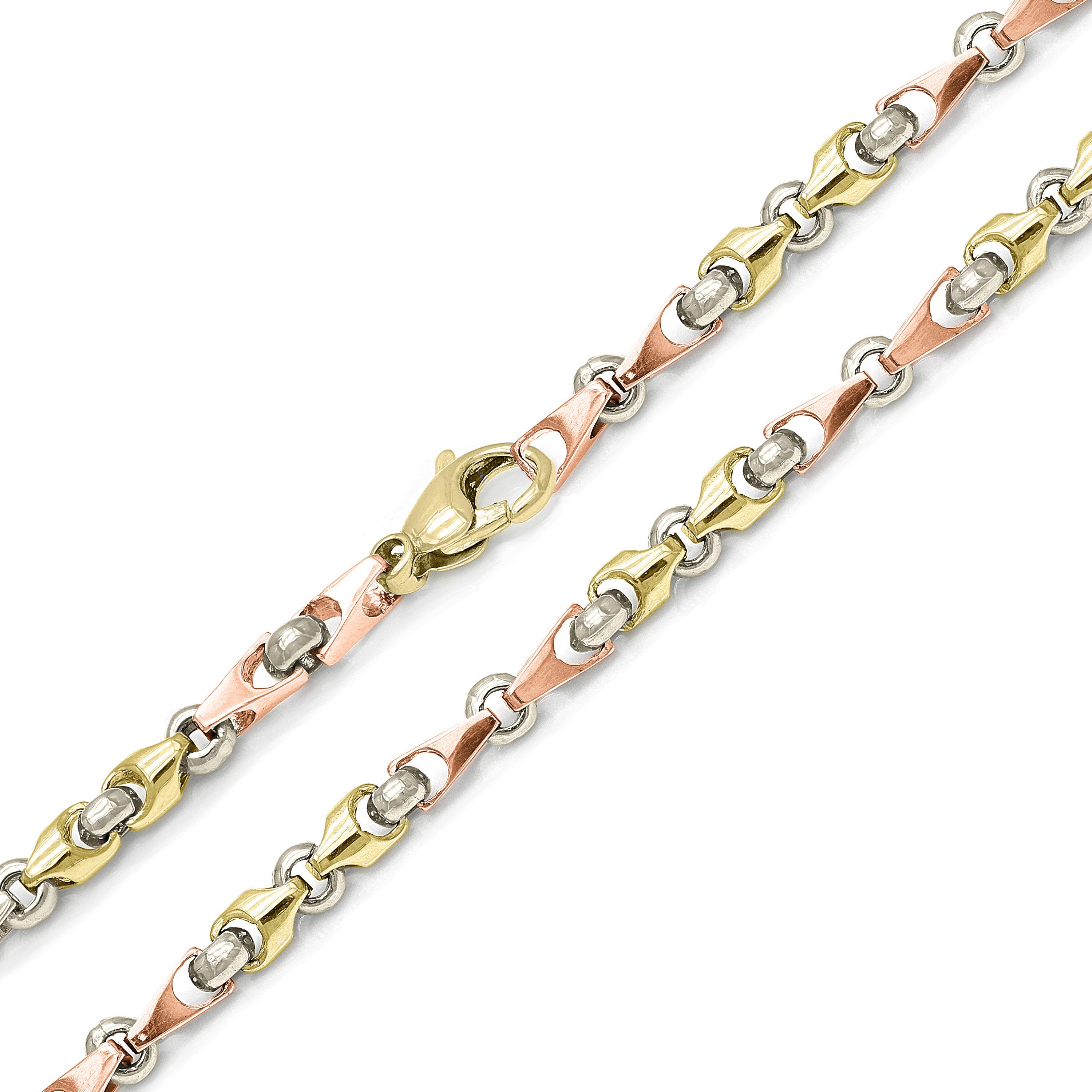 10k Yellow, White, or Rose Gold Solid Handmade Fashion Link Necklace 20" - 30" 5mm