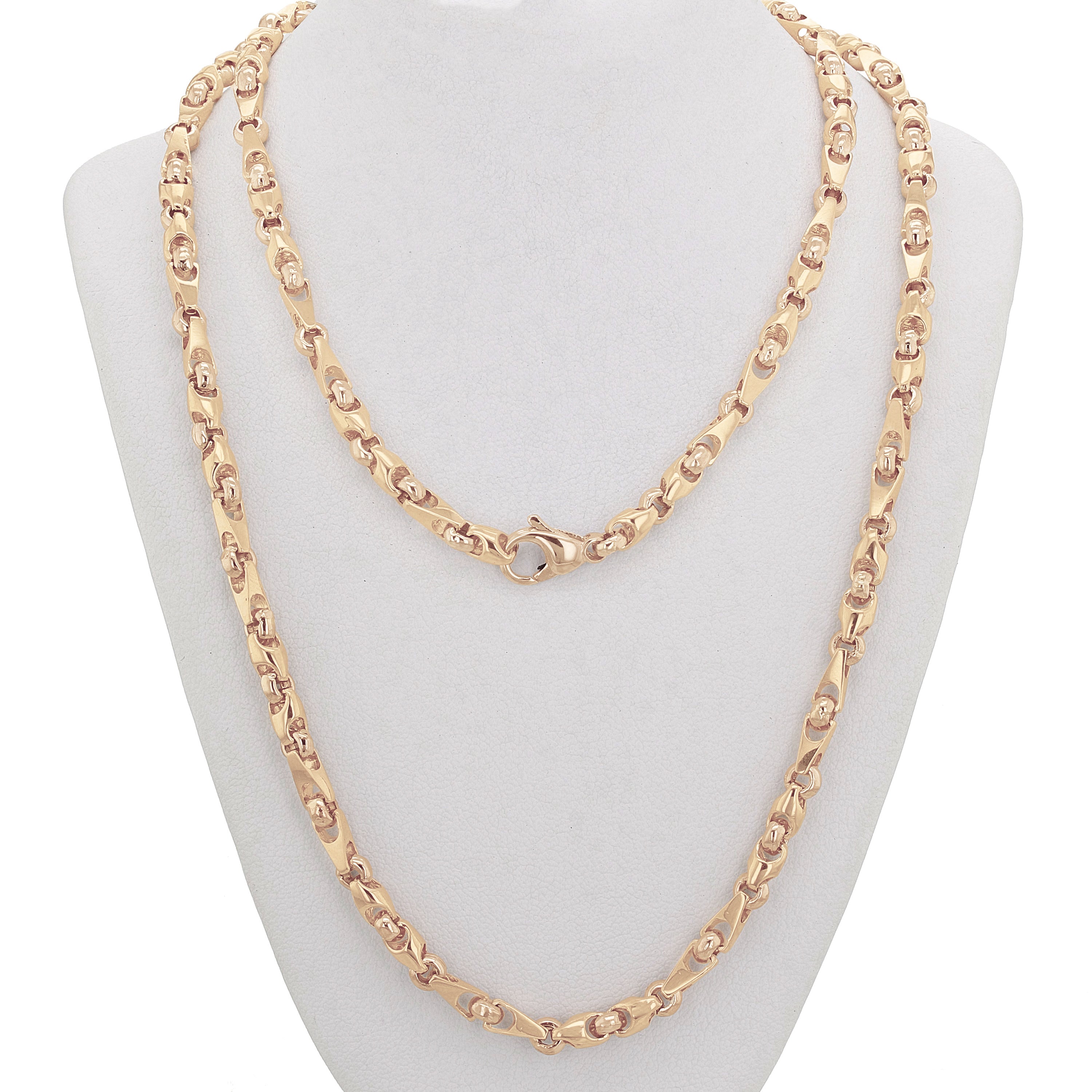 10k Yellow, White, or Rose Gold Solid Handmade Fashion Link Necklace 20" - 30" 5mm