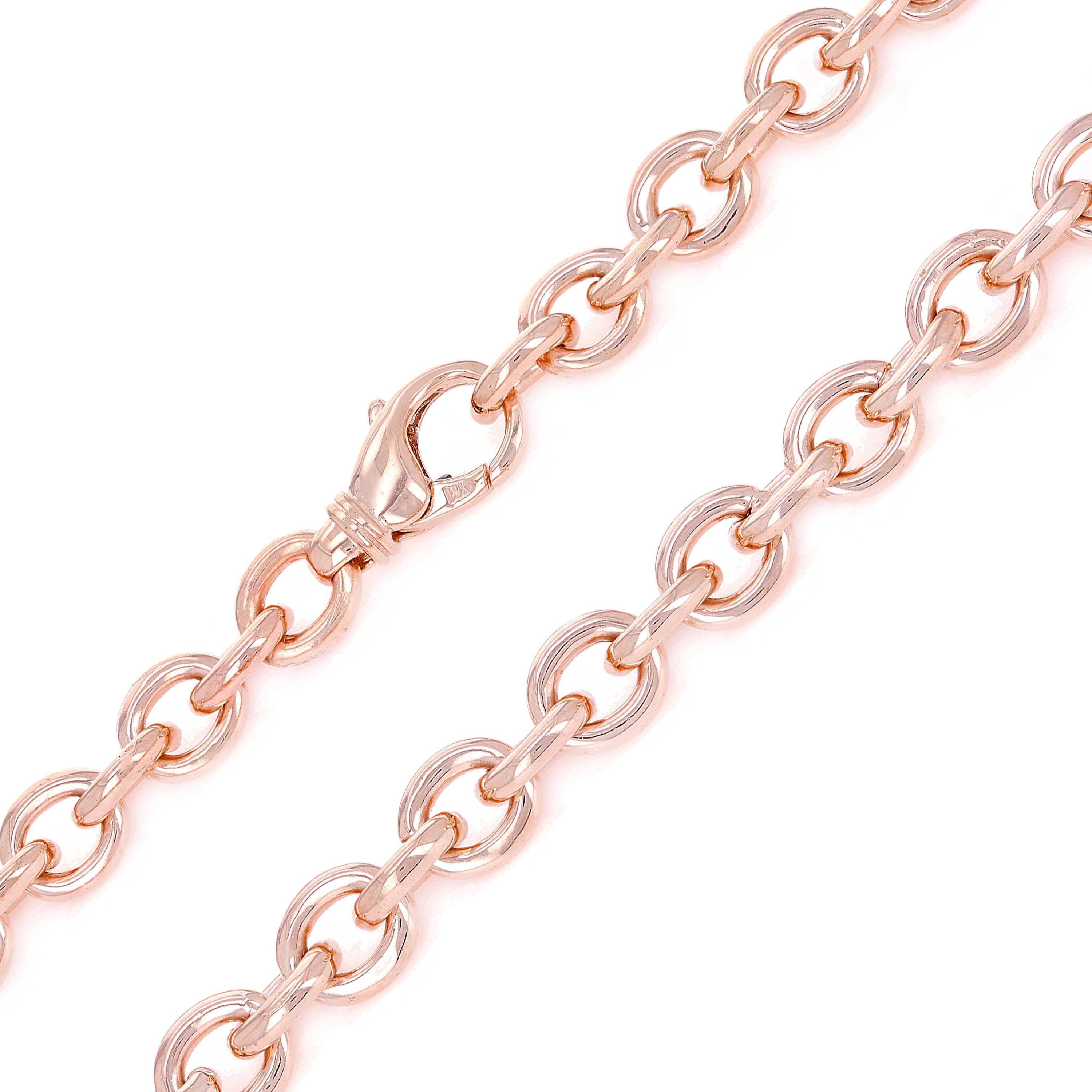 14k Yellow White or Rose Gold Handmade Fashion Link Necklace 8mm
