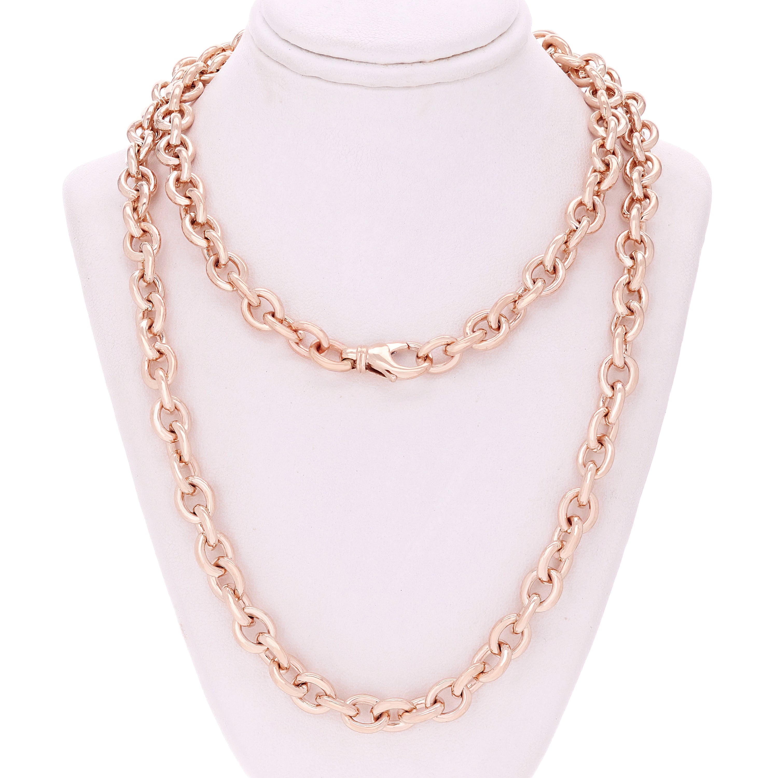 14k Yellow White or Rose Gold Handmade Fashion Link Necklace 8mm