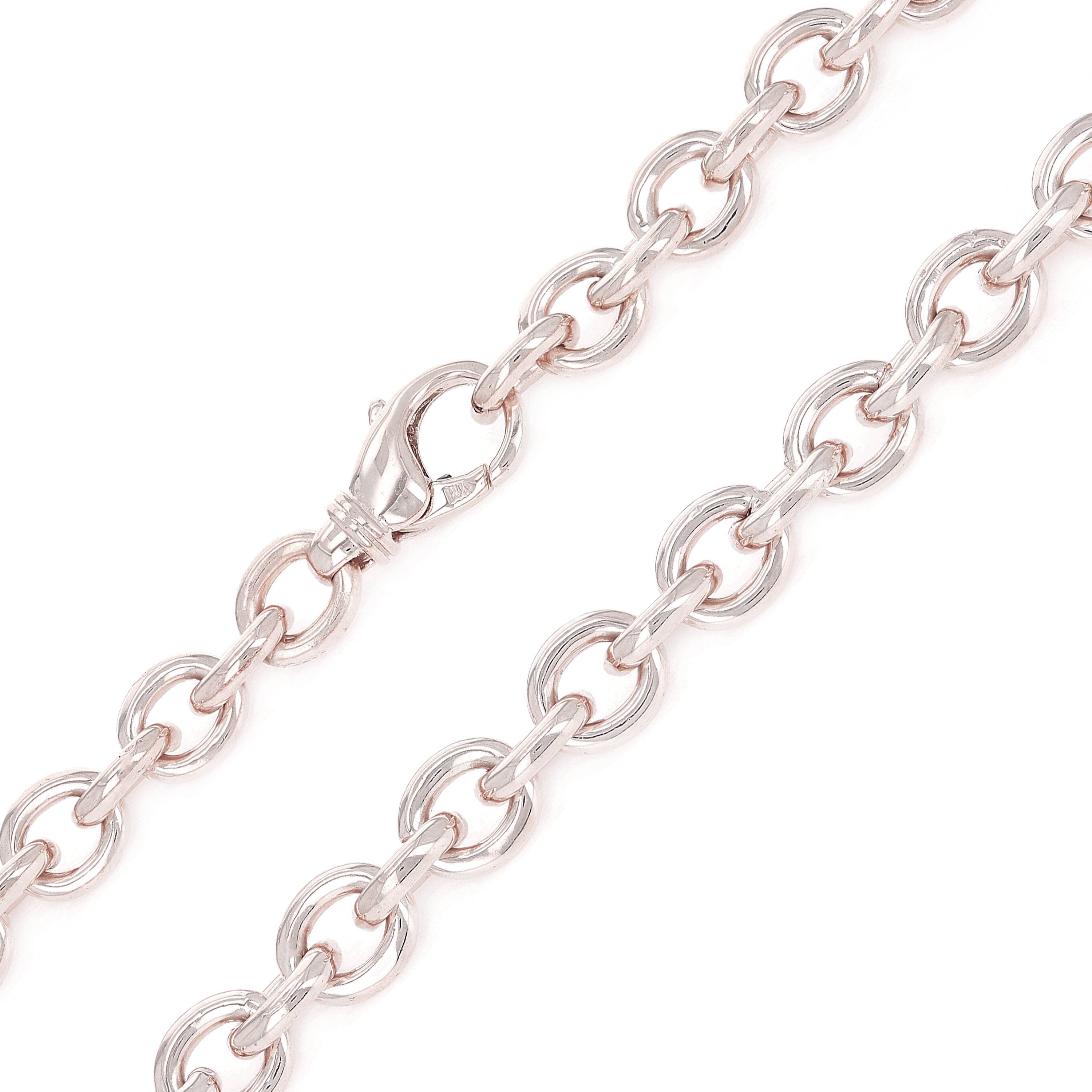 14k Yellow White or Rose Gold Handmade Fashion Link Necklace 8mm