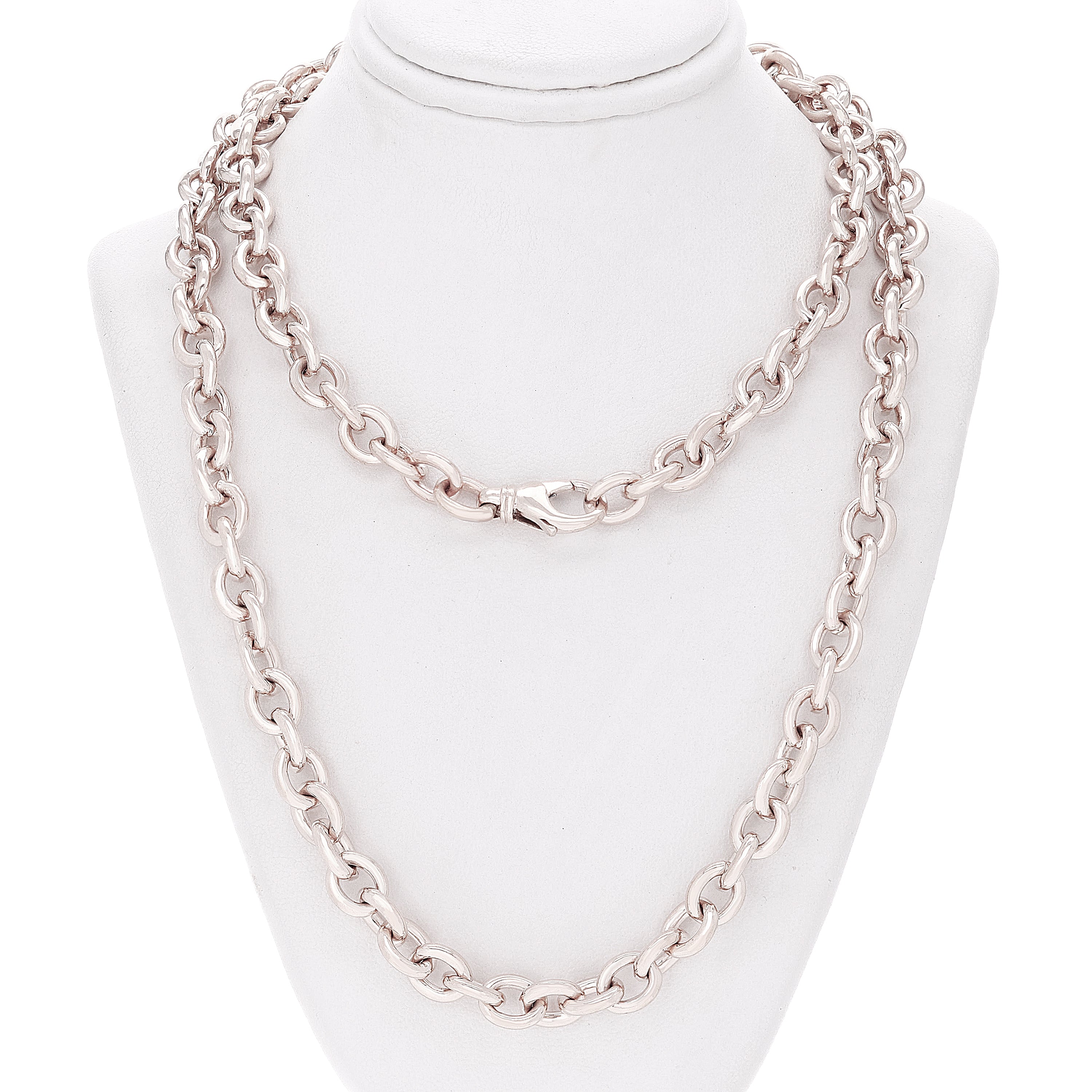 14k Yellow White or Rose Gold Handmade Fashion Link Necklace 8mm