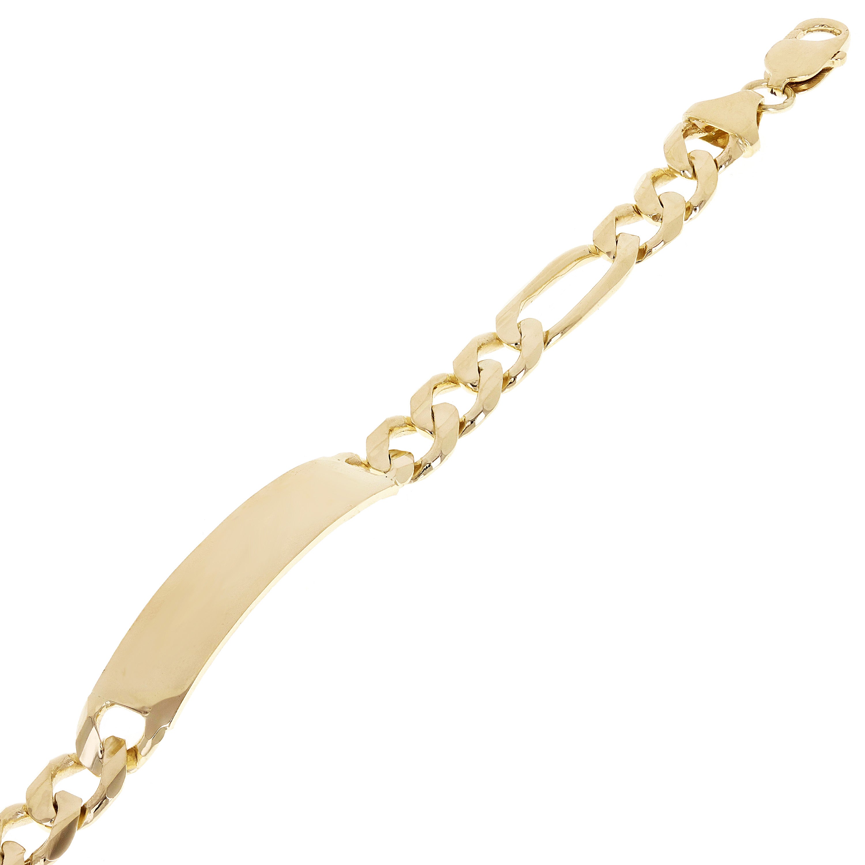 Men's 14k Yellow Gold Solid Engravable Figaro ID Bracelet 10.1mm 7" - 9"