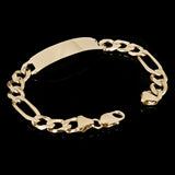 Men's 14k Yellow Gold Solid Engravable Figaro ID Bracelet 10.1mm 7" - 9"